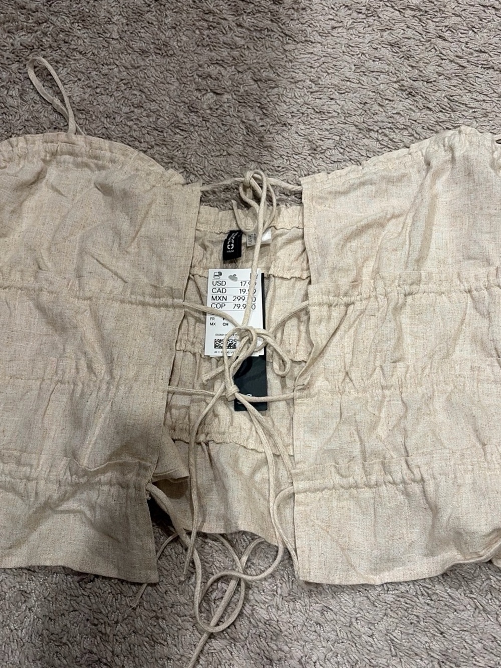 H and M tie front tank top ruffles
